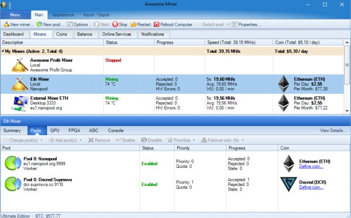 Awesome Miner]- Powerful Windows GUI to manage and monitor up to