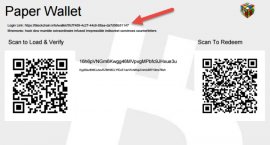 Image displaying sample Blockchain Wallet Identifier - Web via Paper Wallet
