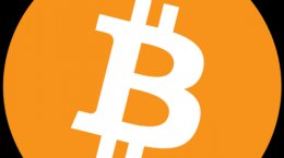 The official logo of Bitcoin, a digital cryptocurrency.